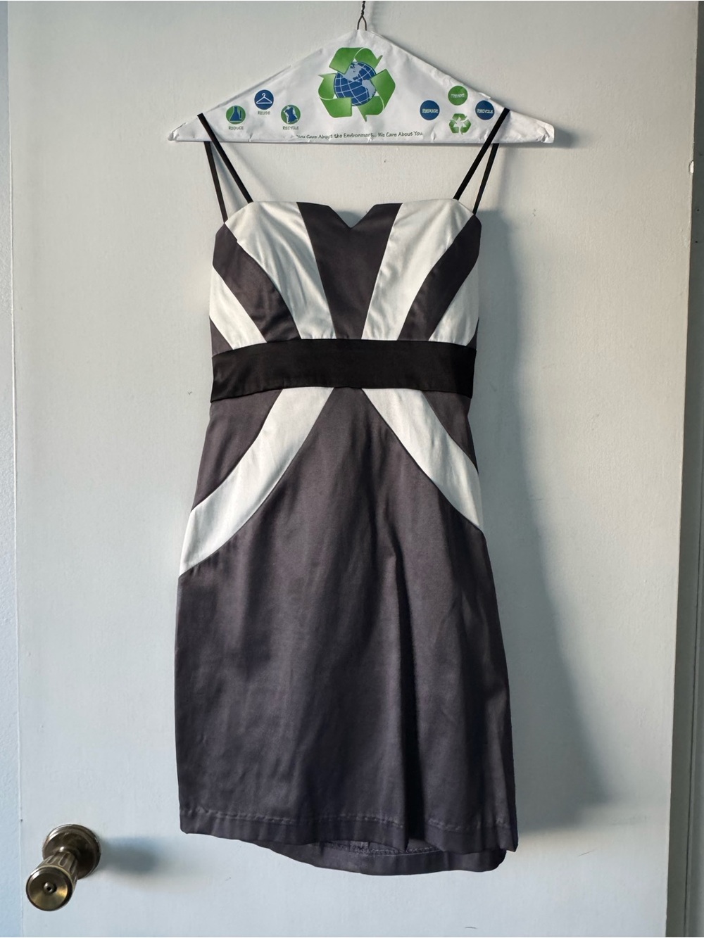 Charcoal and White Strapless Dress - Women